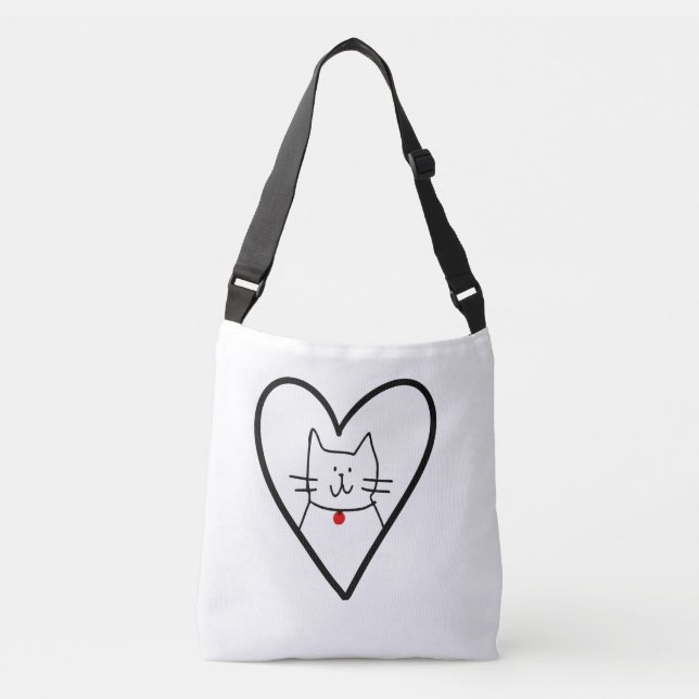 Bolsa Ajustável Cat in Heart Doodle  (Frente)
