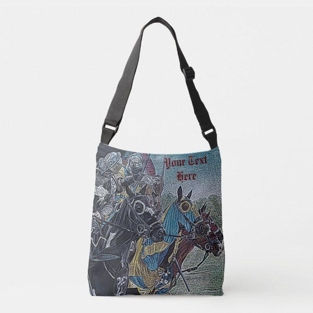 Bolsa Ajustável cavaleiros medievais joujando em cavalos arte hist (Frente)