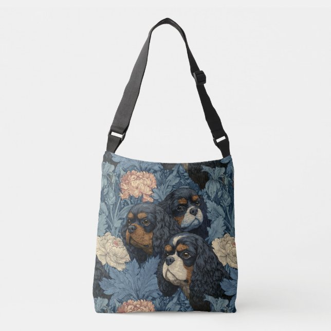 Bolsa Ajustável Cavalier King Charles Spaniels Victorian Garden  (Frente)