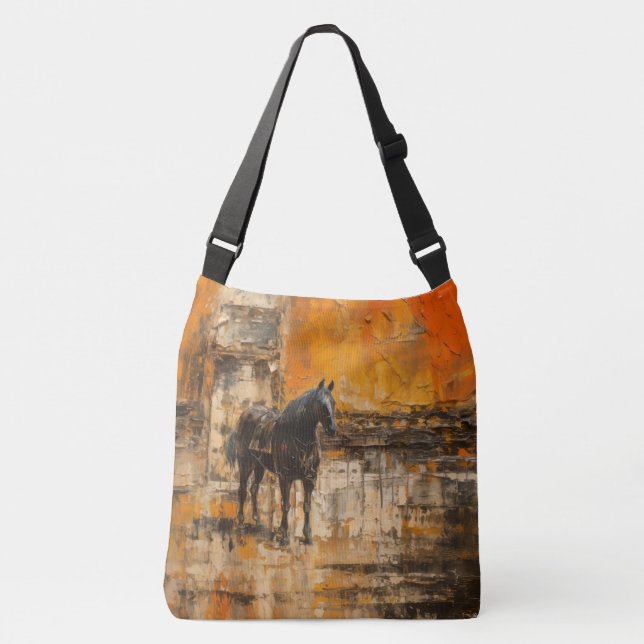 Bolsa Ajustável Cavalo Majestoso em Abstrato Sunset (Frente)
