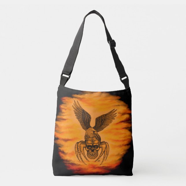 Bolsa Ajustável Caveira-aranha com águia no estilo da tatuagem (Frente)