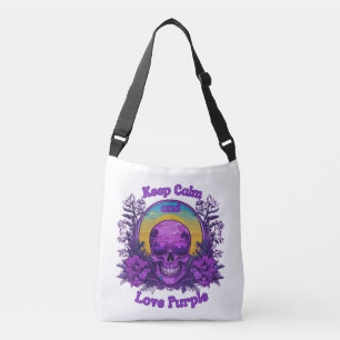 Bolsa Ajustável Caveira roxa: Fique calmo e ame roxo