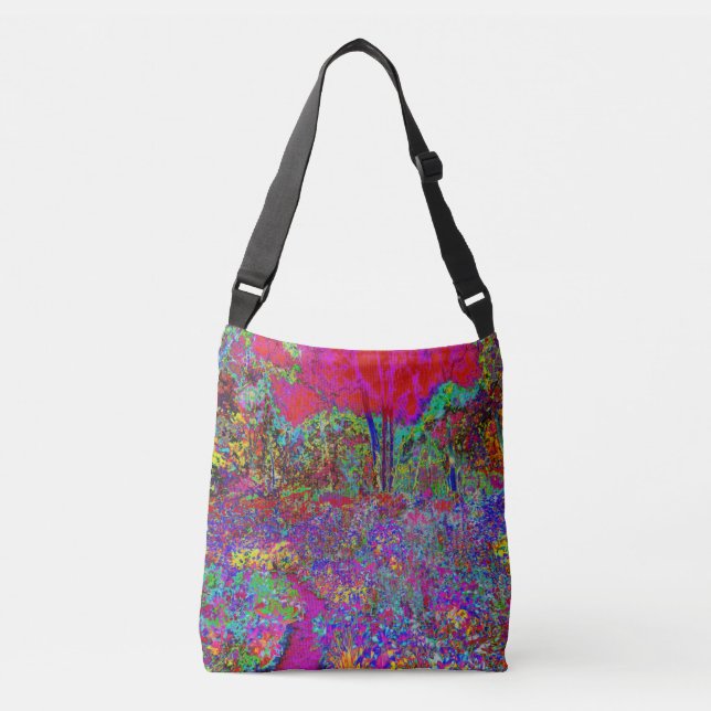 Bolsa Ajustável Cena de Jardim Impressionista Psicodélico (Frente)