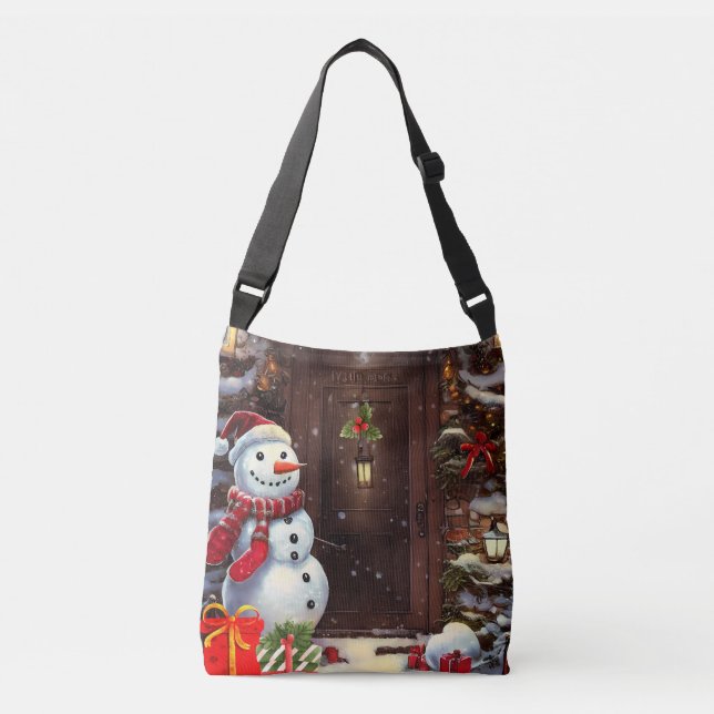 Bolsa Ajustável Cena de Natal de Snowman (Frente)