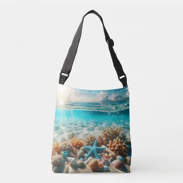 Bolsa Ajustável Cena Oceânica de Starfish, da praia tropical (Frente)