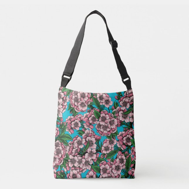 Bolsa Ajustável Cereja floresce em azul (Frente)