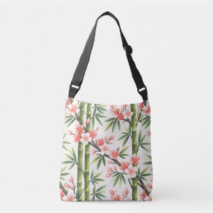 Bolsa Ajustável Cerejeira Rosa Bambu Botânico Asiático Zen Gar