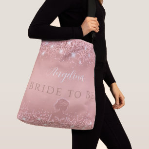 Bolsa Ajustável Chá de Noiva Luxuoso Elegante Rosa Dourado Brilhan