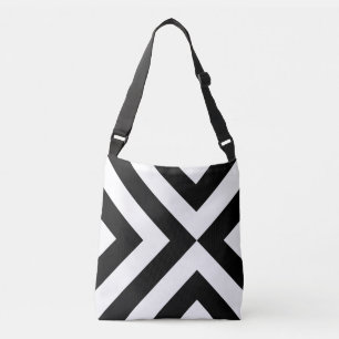 Bolsa Ajustável Chevrons brancos e negros geométricos negros