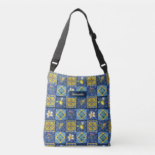 Bolsa Ajustável Chic Blue Teal Siciliano Citrino Mediterrâneo