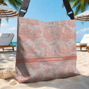 Bolsa Ajustável Chic vintage orange toile de jouy impresso