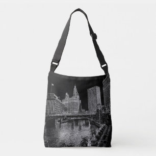 Bolsa Ajustável Chicago River 1967 Wrigley Building Sun Times Bldg