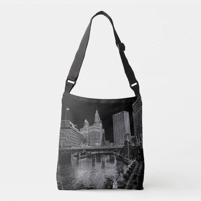 Bolsa Ajustável Chicago River 1967 Wrigley Building Sun Times Bldg (Frente)
