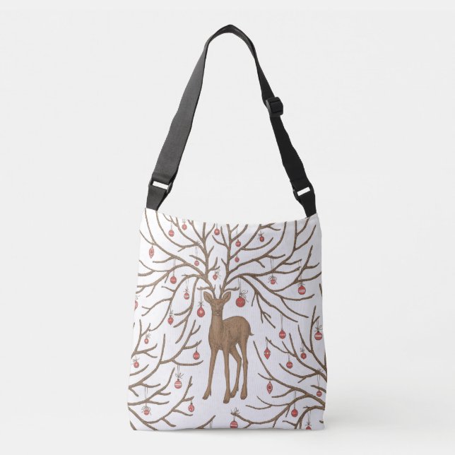 Bolsa Ajustável Christmas deer on white (Frente)