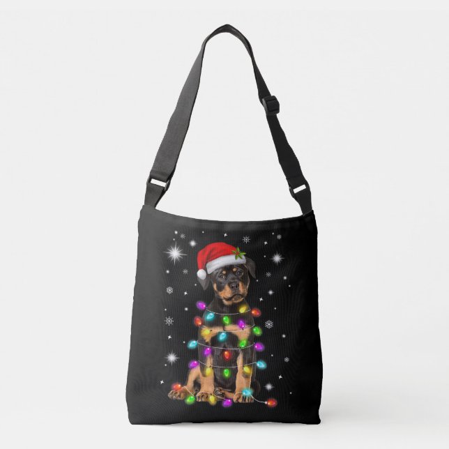 Bolsa Ajustável Christmas With Rottweiler Dog (Frente)