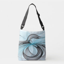 Bolsa Ajustável Cinza Antracite Arte Fractal Azul Moderna