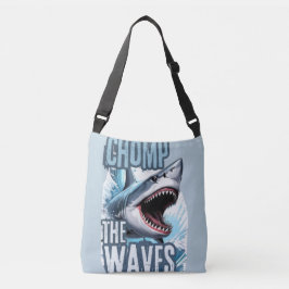 Bolsa Ajustável Cinza e Grafite gráfico de tubarão branco inspirad