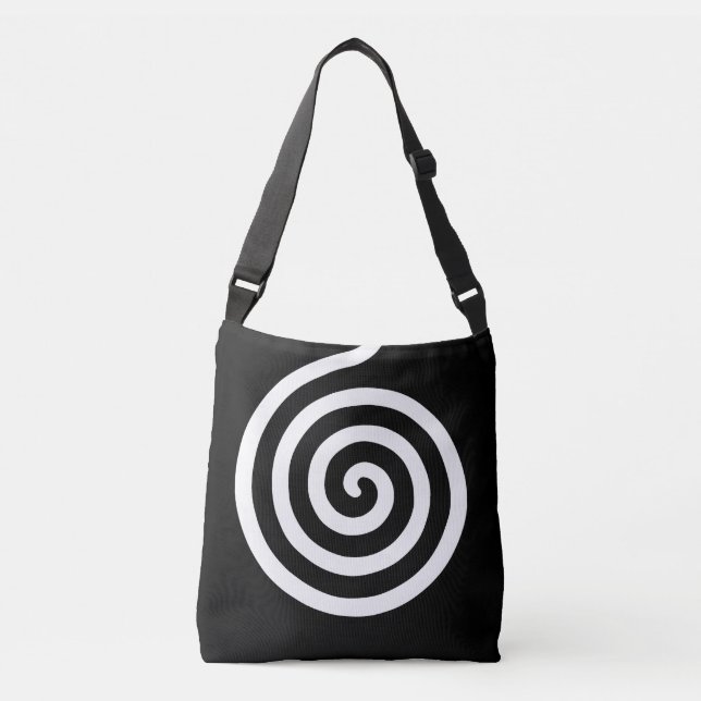 Bolsa Ajustável Círculo Espiral Elegante Abstrato em Preto e Branc (Frente)