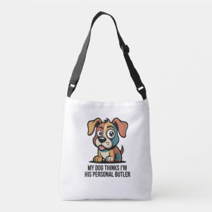 Bolsa Ajustável Citação Engraçada de Cachorro e Mordomo Cartoon
