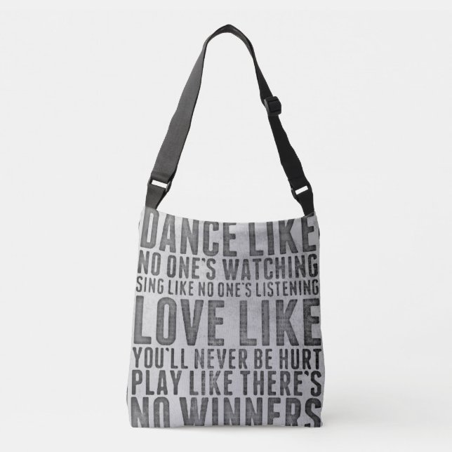 Bolsa Ajustável Citação Inspiradora Sinal de Texto Rústico Grunge (Frente)