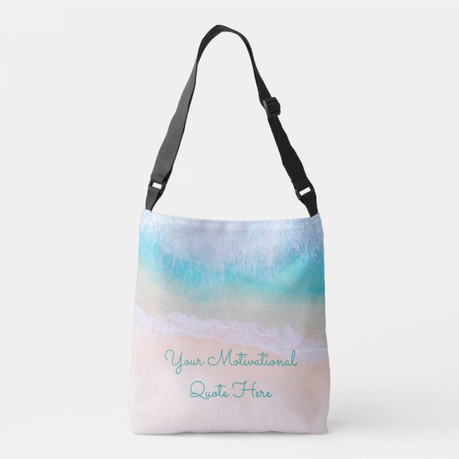 Bolsa Ajustável Citação Motivacional de Praia, Areia (Verso)
