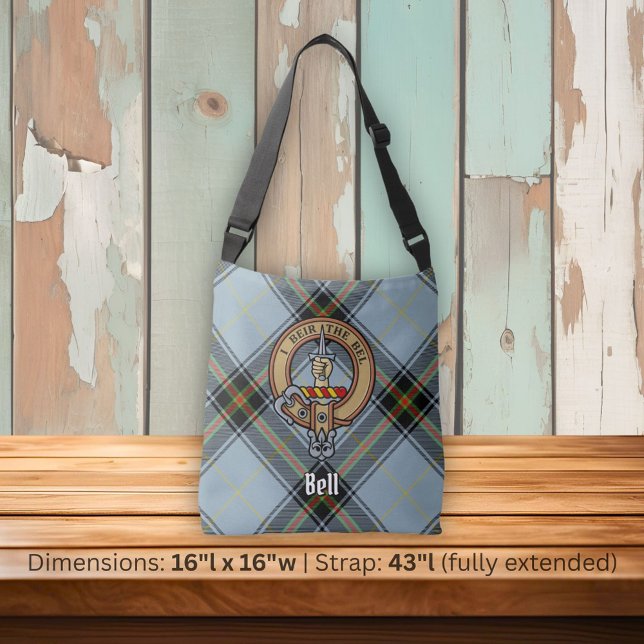 Bolsa Ajustável Clan Bell Crest sobre Tartan (Criador carregado)