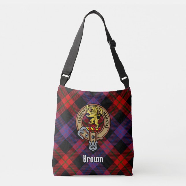 Bolsa Ajustável Clan Brown Crest sobre Tartan (Frente)