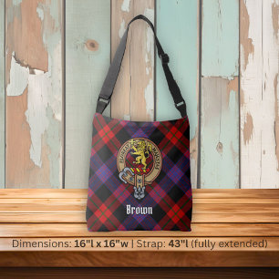 Bolsa Ajustável Clan Brown Crest sobre Tartan