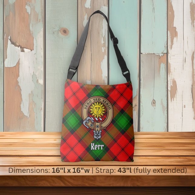 Bolsa Ajustável Clan Kerr Crest sobre Tartan (Criador carregado)