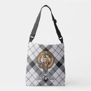 Bolsa Ajustável Clan MacFarlane Crest sobre Tartan Preto e Branco