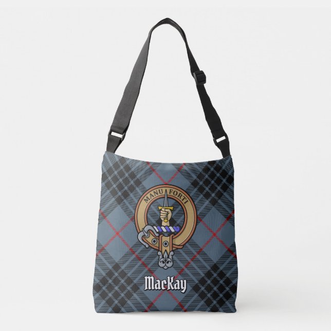 Bolsa Ajustável Clan MacKay Crest sobre Blue Tartan (Frente)