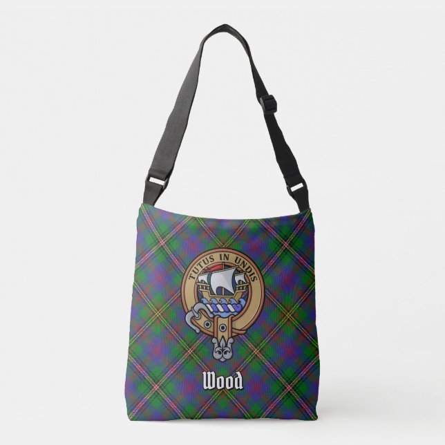Bolsa Ajustável Clan Wood Crest sobre Tartan (Frente)