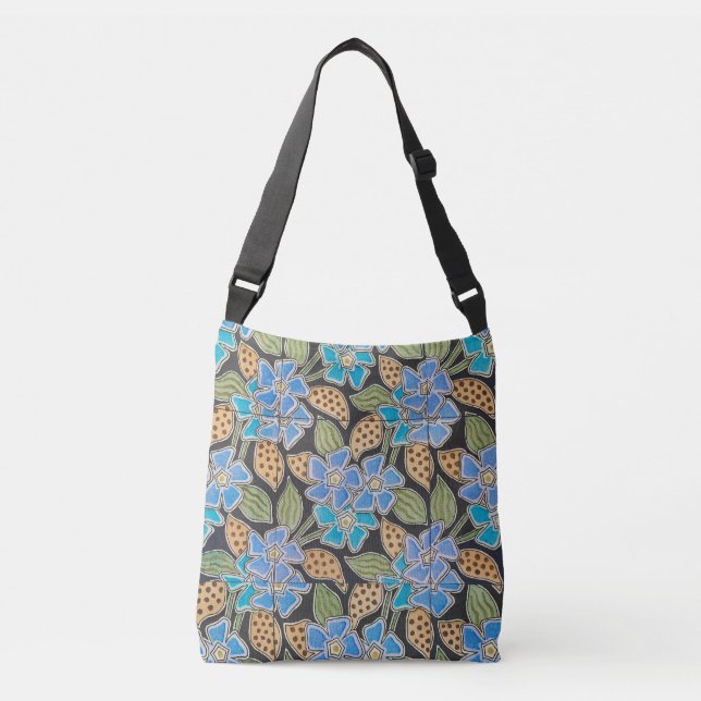 Bolsa Ajustável Clássico Floral Clássico Azul-Flor Elegante (Frente)