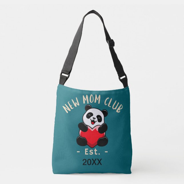 Bolsa Ajustável Clube de Nova Mãe Est. 20XX Panda Com Coração (Frente)