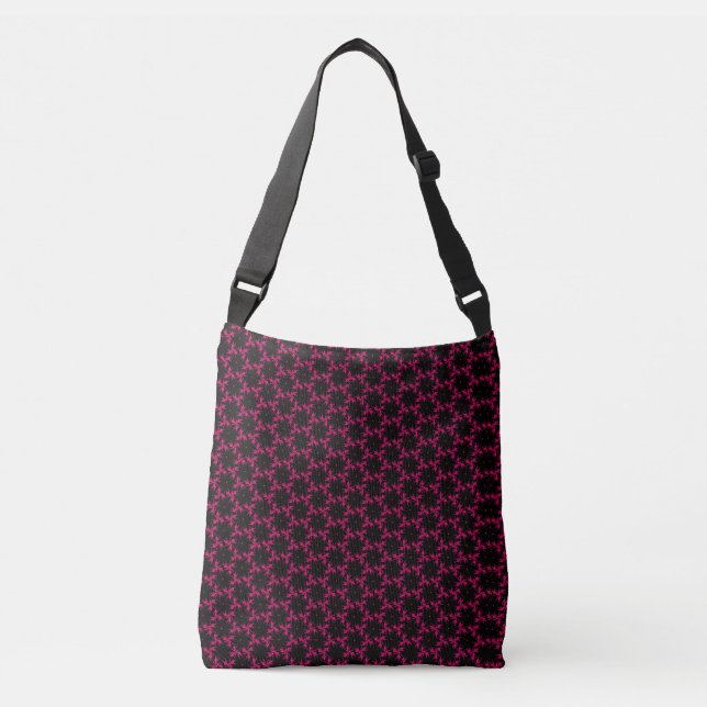 Bolsa Ajustável Cluster com Flor Rosa e Preto (Frente)