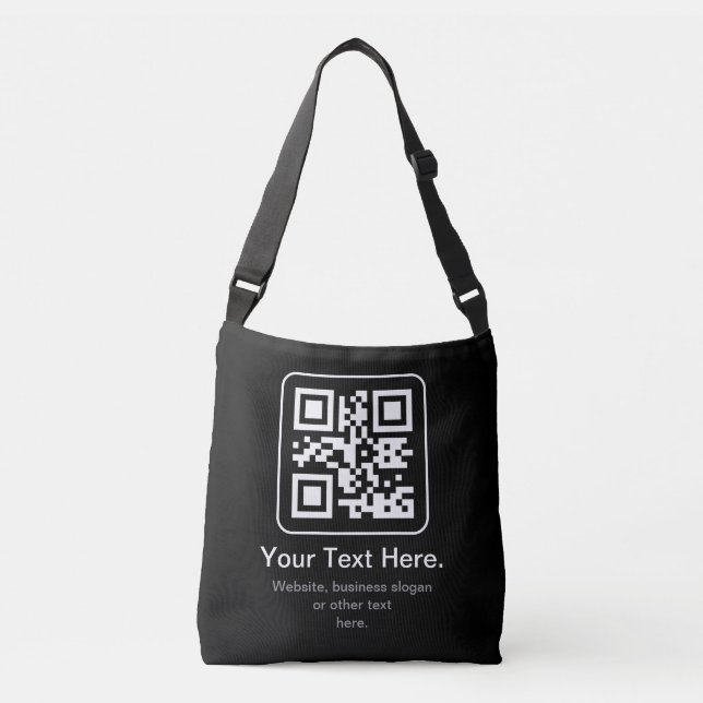 Bolsa Ajustável Código QR moderno escaneável | Preto Branco e Cinz (Frente)