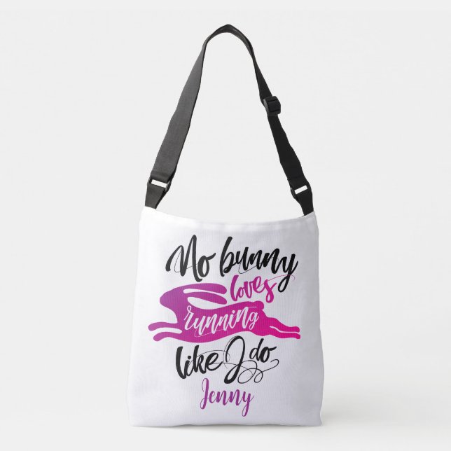 Bolsa Ajustável Coelho Rosa Inspirador Corre E Letra Moderna (Frente)