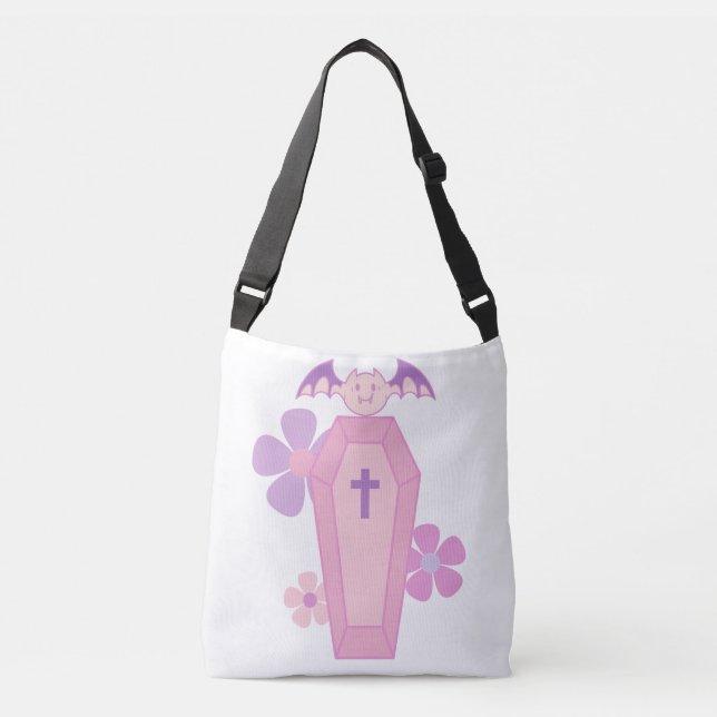 Bolsa Ajustável Coffin Floral rosa e morcego (Frente)