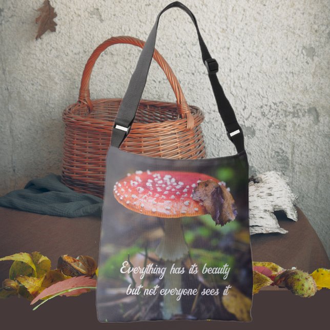 Bolsa Ajustável Cogumelo Agárico de Voz Vermelha na Floresta (Criador carregado)