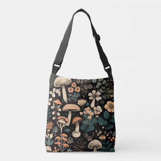 Bolsa Ajustável Cogumelo bonito e Design clássico de flores (Frente)