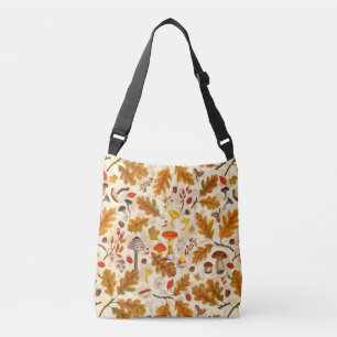 Bolsa Ajustável Cogumelos florestais e flora do outono em nata