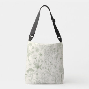 Bolsa Ajustável Colagem de flores silvestres/creme e sage