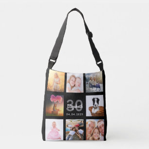 Bolsa Ajustável Colagem de fotos aniversário de 30 anos pretas