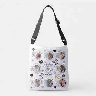 Bolsa Ajustável Colagem de Fotos de Aniversário da Mamãe Tipografi