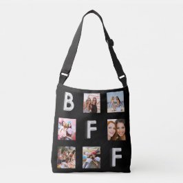 Bolsa Ajustável Colagem de fotos prateadas pretas dos melhores ami