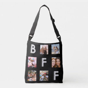 Bolsa Ajustável Colagem de fotos prateadas pretas dos melhores ami