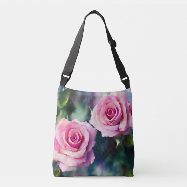 Bolsa Ajustável Coleção de Rosas Rosa Cor-de-Água Linda Moderna (Frente)
