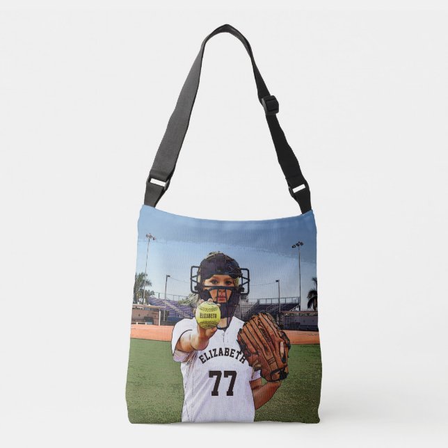 Bolsa Ajustável Coletor do jogador de softball com seus nome e (Frente)