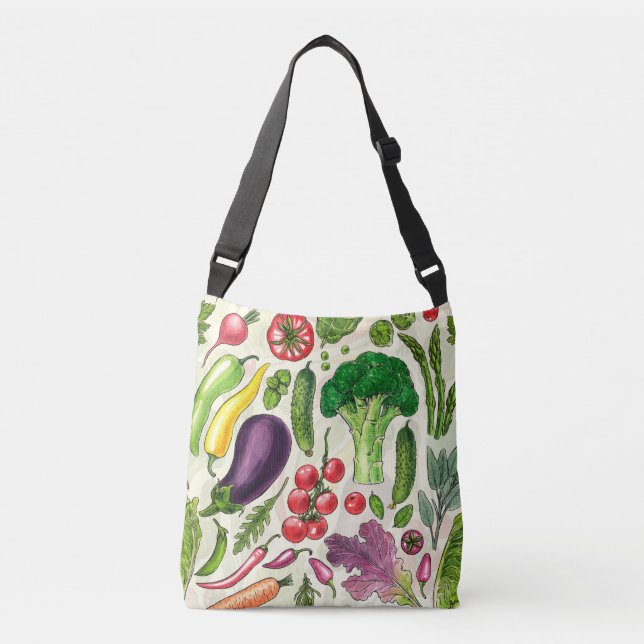 Bolsa Ajustável Colheita vegetal e herbácea no jardim a branco (Frente)