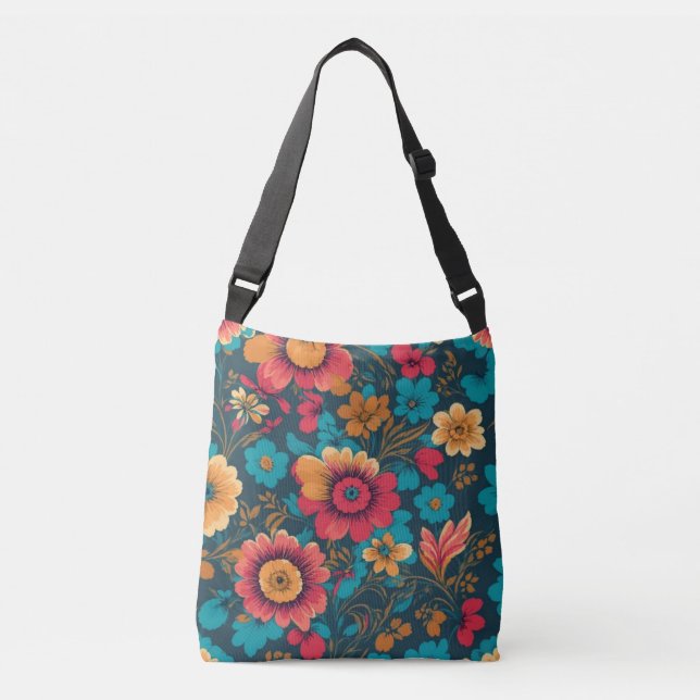 Bolsa Ajustável Colorful floral vibrant flower  botanical print (Frente)